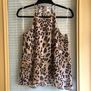 Paper Crane Leopard Cheetah Print Halter Shirt